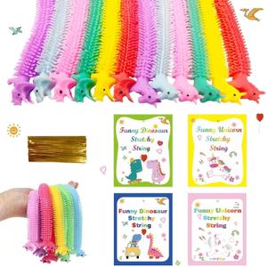 Valentine's Day Cards for Kids, 48Pcs Stretchy String Toys Set Classroom Gift Exchange Stress Relief Game Party Favors (Horizontal)