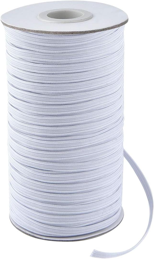Coopay 100 Yards Length 1/4" Width Elastic Bands Flat Elastic Cord Rope Heavy Stretch Spool Knit for Sewing DIY Projects, Arts & Crafts (White, 1/4 Inch)