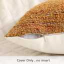 Textured Boucle Pillow Covers 20x20 Neutral Striped Throw Pillows Soft Modern Farmhouse Pillow Cases, 1pc Decorative Accent Square Couch Cushion Cover for Bed Sofa Chair, Dark Yellow