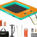 Inflatable Floating Dock, Portable Inflatable Island Platform, with Air Pump, Repair Kit & Carry Bag, Inflatable Dock Platform for Swimming, Lake, Pool, Beach (10FT x 7.2FT)