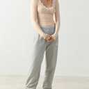 Women's Long Sleeve Lace Scoop Neck Shirts Ribbed Casual Slim Fitted Basic Tee Tops (M)