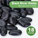 Pulovin 18lbs Decorative Stones, Black Pebbles for Landscaping, Plant Rocks for Pots Outdoor and Indoor, 1"-2" Polished River Rocks for Vase Filler, Garden Decor