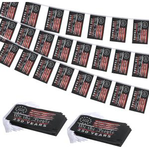 2 Pack 250 Years Anniversary Flag Banner Small Mini American USA Bunting Garland Patriotic Decorations for 4th of July Yard Outside Home Room Class Room 66 Feet 60Pcs 5x8Inch