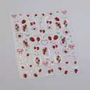 Strawberry Nail Art Stickers 5D Embossed Nail Decals Red Self-Adhesive Nail Art Decals with Silver Hot Stamping Nail Supplies DIY Decorations for Women (1 Sheet)