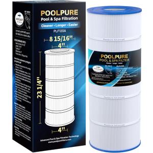 POOLPURE PLF120A Pool Filter Replaces Hayward C1200, CX1200RE, Pleatco PA120, Ultra-B2, Unicel C-8412, Filbur FC-1293, Clearwater II 125, Waterway Pro Clean PCCF-125, L x OD:23 1/4" x 8 15/16" (1 PACK)