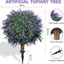 TNELTUEB Artificial Lavender Boxwood Topiary Ball 27" Tree, Set of 2 UV Resistant Faux Silk Shrubs with Ground Spikes, Large Fake Boxwood Plants for Outdoor, Garden, Porch, Patio Decor and Reception