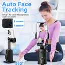 Auto Face Tracking Tripod, 360 Rotation Face Body Phone Camera Mount Gesture Control, No App, Smart Shooting Holder with 1200mAh Rechargeable Battery, Tiktok Trend Items, Content Creator Essentials (Black-Upgrade)