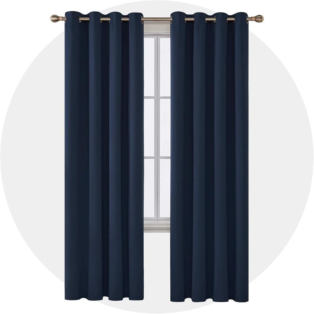 Deconovo Blackout Curtain Room Darkening Panel for Bedroom or Living Room Grommet Thermal Insulated Lighting Reduce Drape 52 x 95 Inch Navy Blue 1 Panel