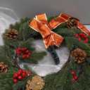 MorTime 16 Inches LED Christmas Wreath with Pinecones Red Berries, Red Bowknot Lighted Christmas Wreath with 40 LED Warm White Lights for Winter Holidays Home Decoration