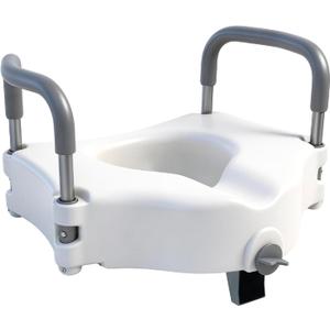 5" Raised Toilet Seat with Removable Padded Handles, Toilet Seat Riser Fit for Seniors, Elevated Toilet Seat & Durable Construction & Secure Locking