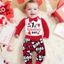 MIGU Baby Boy Valentines Day Outfit Long Sleeve Romper+Pants+Hat My First Valentines Day Baby Boy Outfit 3Pcs Spring Outfit (Red), 3-6 M