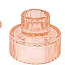 Double Sided Vintage Ribbed Taper Glass Candle Holders,Tea Candle Holder for Table Centerpieces, Wedding Decorations and Dinner Parties (Orange Pink, 3 PCS)