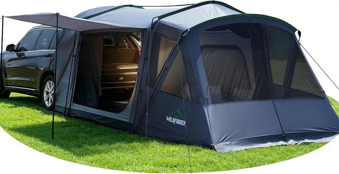 WildFinder 5-9 Person SUV Tent, Screen Porch and Awning, 14.1x9.2x6.9 FT, 5-9p SUV Back
