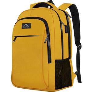 MATEIN Travel Laptop Backpack, Sturdy Anti Theft College School Backpack for Girls Boys with USB Charging Port, Water Resistant 15.6 Inch Computer Daypack Student BookBag Gift for Women and Men (Yellow)