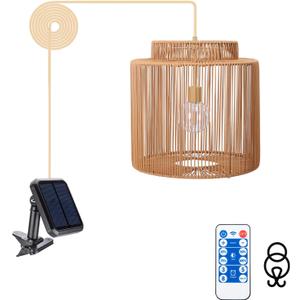Solar Pendant Light Outdoor Hanging Lantern Solar Outdoor Chandelier with Remote Dimmable Waterproof Lantern Chandelier for Porch Patio Gazebo Garden Yard Decoration