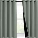 NICETOWN 100% Blackout Curtains 54 inches Long, Double-Deck Completely Blackout Window Treatment Thermal Insulated Lined Drapes for Small Window (Greyish Green, 1 Pair, 46 inches Width Each Panel)