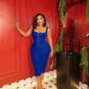 acelyn Womens Sexy 2 Piece Outfits Sleeveless Capri Sets Tie Up Tank Top & Short Set Summer Pants Set Going Out Club Outfit (Small, Blue)