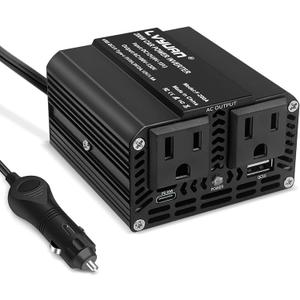 200W Car Power Inverter, LVYUAN Fast-Charging Car Outlet Adapter 20W PD/18W QC Inverter DC 12V to 110V AC Car Converter with Distant Ports for Laptop, Road Trip