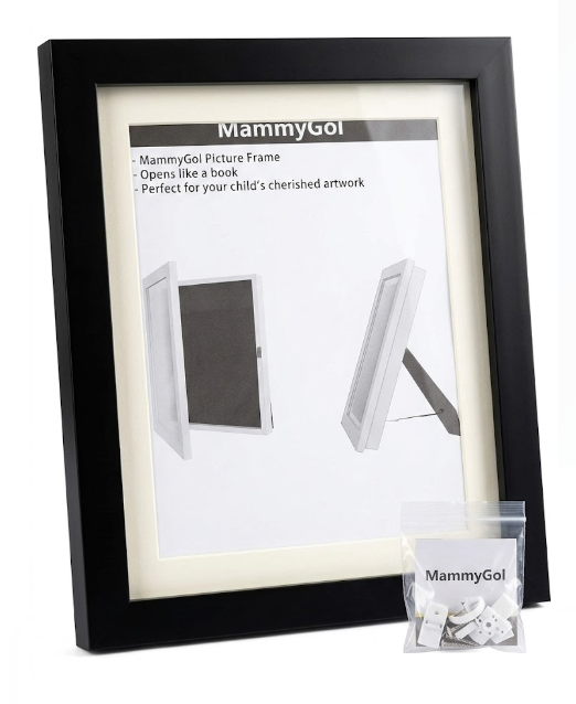 MammyGol 2Pack Kids Art Frames in Black, Picture Frame Displays 8.5x11 without Mat, Front Opening Kids Artwork Frames Changeable, Storage Frame for Wall Tabletop, Holds 50150 Pcs