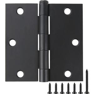 18 Pack Matte Black Door Hinges 3.5 x 3.5 Inch, Interior Door Hinges, Heavy-Duty Black Hinges with Square Corners for Doors Standard Bedroom Office Door Hardware Removable Pin,RV,Garage,Shed,Treehouse