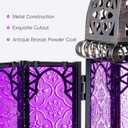 DECORKEY Halloween Decorations Indoor, Purple Decorative Candle Lantern for Moroccan Light Decor, 12.8 Vintage Metal Hanging&Tabletop Lantern, Ramadan Lantern for Home Outdoor Patio(Purple)