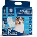 American Kennel Club Male Dog Wrap, Disposable Diapers with Wetness Indicator, Medium, 50 Count