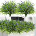 Sggvecsy 24 Bundles Artificial Plants Outdoor Faux Lavender Flowers Fake Monkey Grass UV Resistant Plastic Greenery Plants for Garden Home Porch Window Patio Hanging Planter Indoor Decor (Purple)