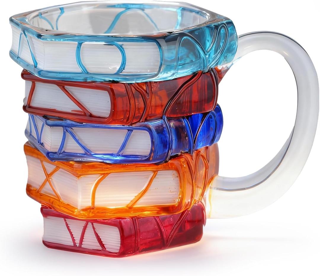 VNROSE Painted Book Mug - 3D Book Coffee Mug,Novelty Coffee Mug,Personalized Gift for Book Lovers, Birthday Gift For Women,Unbreakable Library Art Cup,Book Club Gifts(10oz)