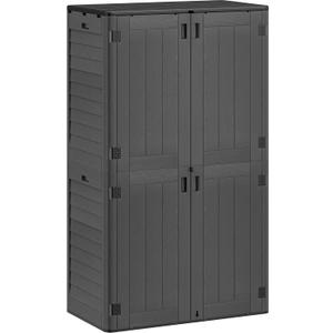 YITAHOME 60 cuft Vertical Outdoor Storage Shed w/o Shelf, Large Waterproof Storage Cabinet for Garden Shed, Tall Outdoor Storage Shed for Garage, Pool Storage, Resin, Lockable, Dark Gray