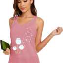 Flower Tank Top for Women Floral Tank Shirt Vintage Muscle Tank Sleeveless Blouses with Floral Tee Tops (Pink, XL)