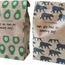 LunchSkins Compostable Paper Lunch Bags Variety Pack 100 Count | Brown Kraft Paper Sacs with Note Area | 50 Avocado Print + 50 Bear Print Eco-Friendly Lunch and Snack Bags