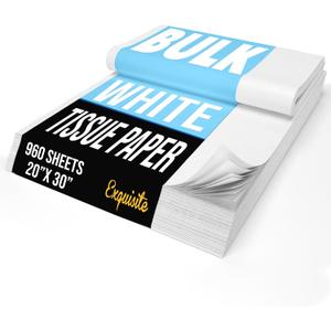 Crown Display White Tissue Paper for Gift Bags White Tissue Paper Bulk - 960 Sheets 20" X 30" 10lb Newsprint for Packing, Birthday Gift Box Filler, Packing Supplies for Moving Supplies