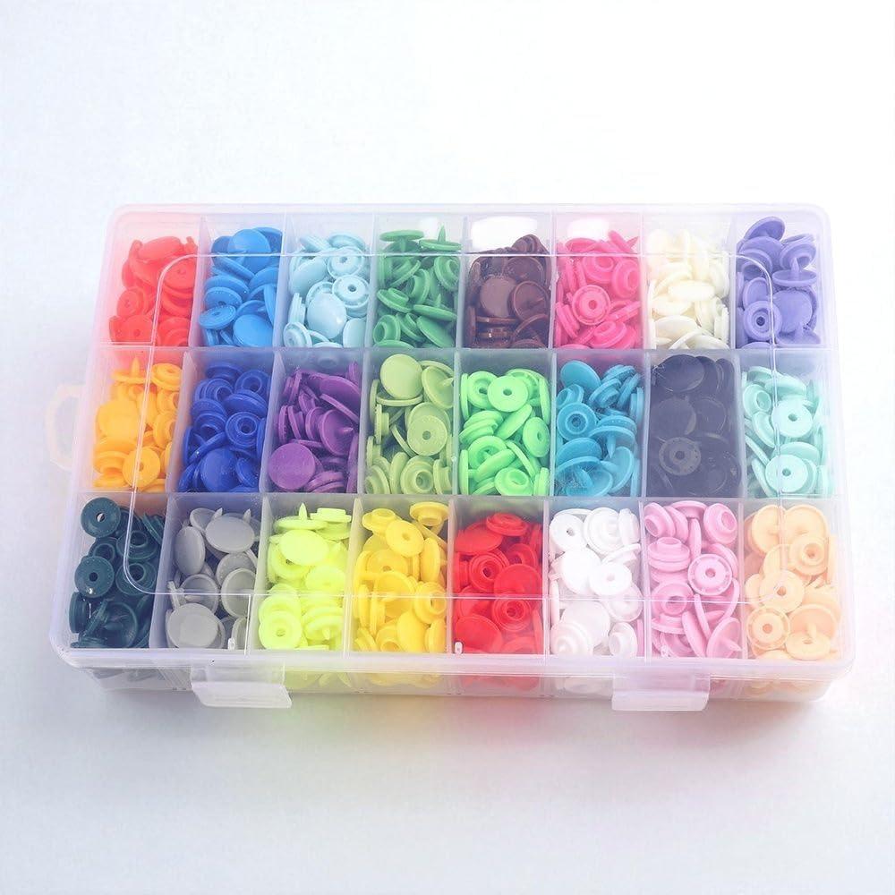 360 Sets Plastic Snap Buttons with Pliers Tool Kit & Organizer - Easy Snap Replacement for DIY Tailoring, Sewing Crafts - (Color: 360 Snap Button)