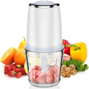 Electric Food Chopper with 2.5 Cup Glass Bowl, Mini Food Processor for Vegetables Meat Fruits Nuts Puree - 2 Speed Kitchen Food Processor With Sharp Blades, 300W Electric Food Chopper with 2.5 Cup Glass Bowl, Mini Food Processor for Vegetables Meat Fruits Nuts Puree - 2 Speed Kitchen Food Processor With Sharp Blades, 300W