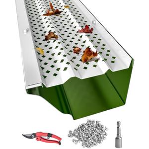Gutter Guards 6 inch, White Painted Aluminum Leaf Filter Rain Gutter Covers with Screws Included, 8 PCS 28FT DIY Gutter Guards Protection for 5-inch and 6-inch Gutters, Fits Any Roof or Gutter Type