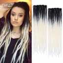 24 Inch Clip in Dreadlock Hair Extensions 10Clips 40 Strands Synthetic Handmade Soft Clip In Dreads Extensions for Women,Gray/White