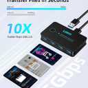 USB 3.0 Switch, USB Switcher 2 Computers Share 4 USB for Printer Keyboard Mouse, Scanner, USB KVM Switch Selector with 2 USB 3.0 Cables and Power Cable, Support Hotkey/Button/Wired Remote Switching