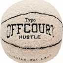 2023 New Offcourt Basketball Pillow, 11" Basketball Shaped Teddy Fleece Embroidered Throw Pillow Fuzzy Plush Toy Gifts for Kids Boys Girls (Beige)