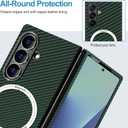 Carbon Fiber for Samsung Z Fold 7 Case, Carbon Texture Case Made of Aramid Fiber, Ultra Slim Protective Cover with Magnetic, for Samsung Galaxy Z Fold 7 5G Phone Case Supports Green
