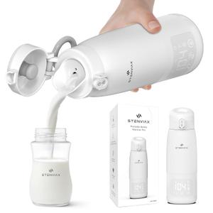 Portable Bottle Warmer for Travel & Night Feeding, Baby Milk Warmer with Built-in Sterilizer, 70 Sec Breast Milk Warming, 2 Min Formula Water Heating, 14,000mAh Battery, 15+ Feeds, 17 oz Capacity (Luxe White)