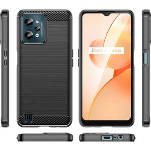 HTXWXJC Case for Realme C31 Case, RMX3501 Case, Slim Thin Carbon Fiber TPU Rubber Protective Cases Anti-Scratch Shockproof Cover for Realme C31 Black