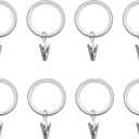 24 Pack Curtain Rings with Smooth, Quiet Nylon Inserts with Clips, Window Clip Rings Curtain Hooks Hangers, 1.26 in Interior Diameter, Fits up to 1" Rod (Nickel)
