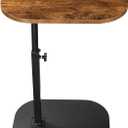 Side Table TV Tray for Couch,Height Adjustable 360° Swivel C Shaped End Table for Small Spaces,Bedside Bathroom Living Room (Vintage Brown), One Size