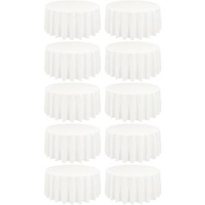 10 Pack Ivory Round Tablecloths - 90 Inch, Polyester Table Cover, Stain and Wrinkle Resistant Washable Fabric Table Cloths for Wedding Banquet Parties