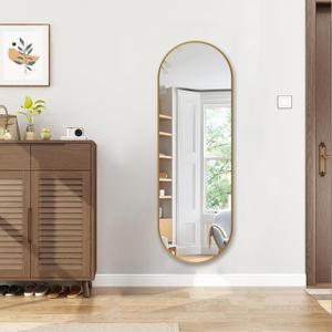 Oval Full Length Mirror, 48"16" Wall-Mounted Mirror with Metal Frame, Ultra-Clear Explosion-Proof Dressing Mirror, Simple and Classic Deco for Cloakroom/Bedroom/Living Room, Gold