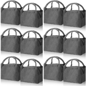 Chunful 12 Pcs Lunch Bags Bulk Insulated Reusable Lunch Bags Pouch with Aluminum for Women Adult Office Work Employees (Gray)