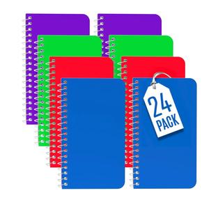 Alitte Small Spiral Notebooks - 24-Pack College-Ruled Mini Notepads 3x5 for School, Home, Office - Pocket-Sized for On-the-Go Writing - 60 Sheets per Pad, Assorted Colors