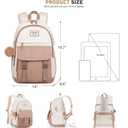 WINDARS School Backpack for Teen Girls, Cute College Backpacks for Women Students Aesthetic Bookbag Large 18 Inch Laptop Bag Middle School Travel Back Pack (Beige Khaki)