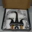 Bathroom Sink Faucet FRANSITON 4 Inch Faucet 2 Handle Bathroom Sinks Faucets Lead-Free Oil Rubbed Bronze Bath Sinks Faucets with Pop-up Drain Stopper and Supply Hoses