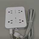 Surge Protector Power Strip - HANYCONY 8 Outlets 4 USB (2 USB C) Charging Ports, Multi Plug Outlet Extender, 5Ft Braided Extension Cord, Flat Plug Wall Mount Desk Charging Station for Home Office ETL (White)